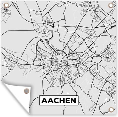 Tuin poster Duitsland - Plattegrond - Kaart - Aachen - Stadskaart - 200x200 cm - Tuindoek
