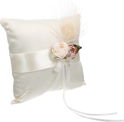 Bruiloft Ring Kussen - Ringhouder - Trouw Ceremonie - Bloempatroon - 18x18x5cm - Wit