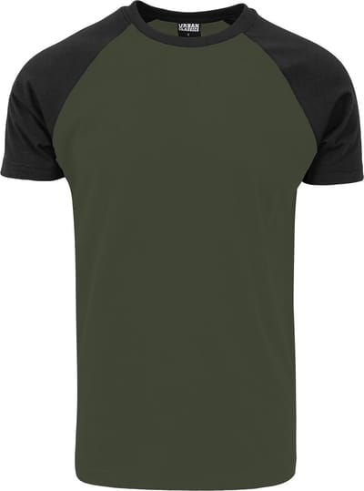 Urban Classics Raglan Contrast Tee Heren T-shirt - olijf/zwart - XXL