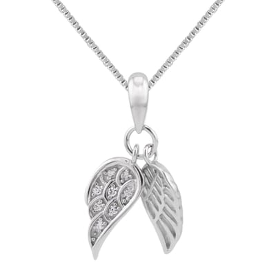 WeLoveSilver - zilveren ketting - vleugelhanger met zirkonia - 925 zilver
