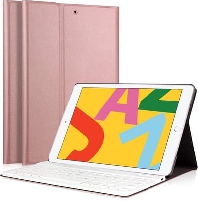 Hoes met Toetsenbord geschikt voor iPad 2020 / 2019 10.2 inch - Book Case Cover Roségoud