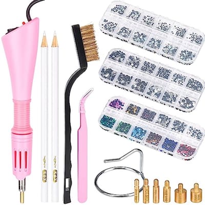 Hotfix Strass-applicator met 7 tips en accessoires voor decoratieve toepassingen
