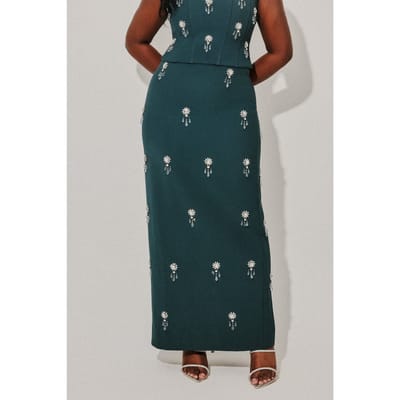 Odd Muse Crystal Maxi Skirt Teal Maat: XXS | Maxi Rokken Outlet | Dames