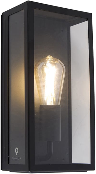 QAZQA Rotterdam Wandlamp - 1 Lichts - 16 cm - Zwart