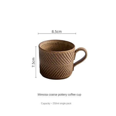 Ensemble tasse et soucoupe en céramique de luxe léger et haut de gamme pour le thé de l'après-midi, tasse à café rétro en grès brown