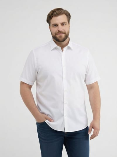 LERROS Overhemd met korte mouwen en COOL & DRY-functie, grote maten , Maat: 3XL , Kleur: BROKEN WHITE , 75% katoen, 25% polyester