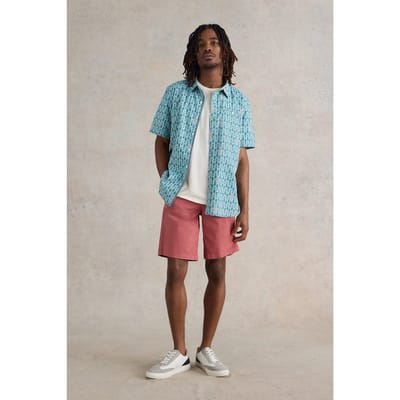 White Stuff Geo Fish Printed Ss Shirt Blue Print Size: S | Casual Shirts Outlet | Heren | Blauw