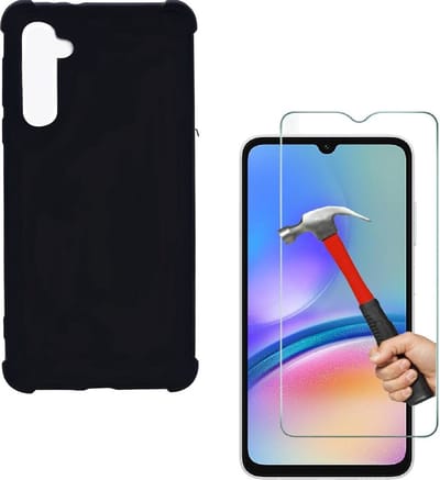 Shockproof Hoesje Geschikt voor: Samsung Galaxy A05s - Anti -Shock Silicone - Zwart + 1x Screenprotector