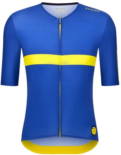 Santini Maillot Jaune Col De La Madeleine 2025 Korte Mouw Wielertrui Blauw L Man,Vrouw