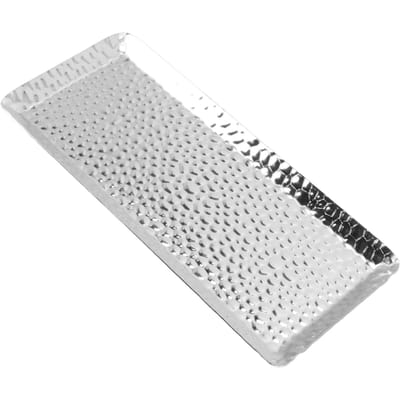 25x11cm Handdoek Gehamerd Dienbladen Roestvrij Staal Multifunctioneel Vaatwasmachinebestendig Dessertdienblad Bord voor Huis Restaurant zilver