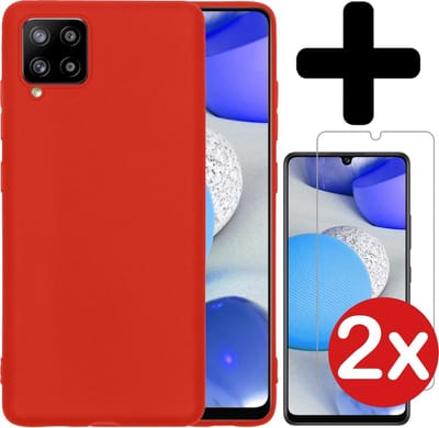 Hoesje - Met 2x Screenprotector - Geschikt voor Samsung Galaxy A42 - Sterk & Shockproof - Telefoon Hoes - Back Cover - Siliconen Case - Telefoonhoes - Rood