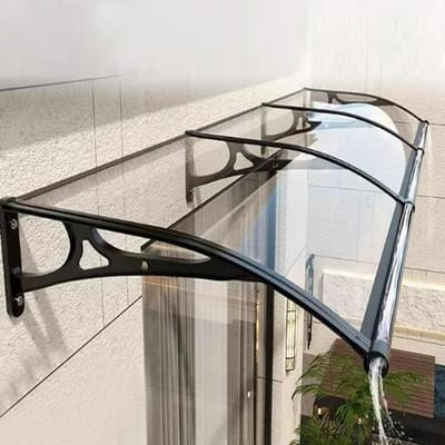 Voordeur Luifel - Buiten Overkapping - Droge Entree Houden - Slagvast Polycarbonaat - 120x150cm - Transparant