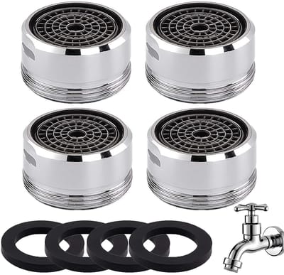 Dailygoods- Straalregelaar M24 - Waterbesparend - Set van 4 - Instelbare wateruitvalhoek - Meerlaagse zeef - Roestvrij staal en ABS - Perlator
