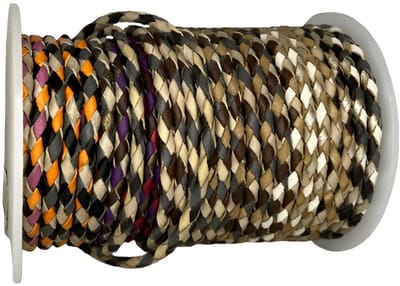 Gevlochten Leren Koord Rond, 10 m x 4 mm - Rond Gevlochten Lederen Koord, Voor Halskettingen, Armbanden, Sieraden, Knutselkralen en Veters (Multi Kleur)