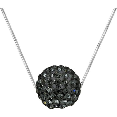 Preciosa Crystal Sphere Collier 10-11 mm Zwart Zilver 925