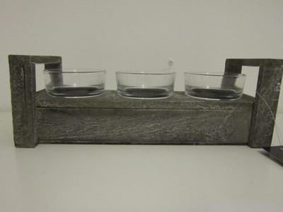 Houten waxinelichthouder 26 x 9,5 x 9 cm