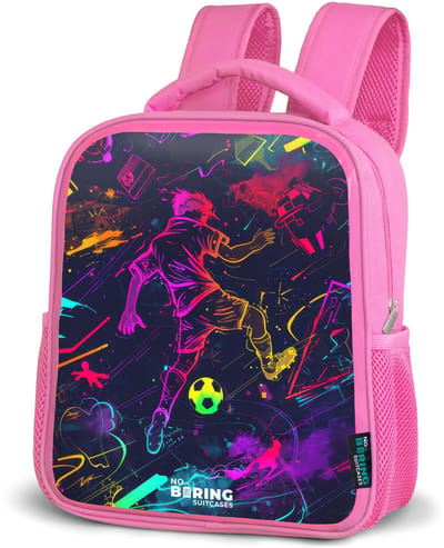 NoBoringSuitcases.com® - Rugzak roze - Schooltas meisjes - Straatvoetbal in ruimtekleuren - Kinder rugtas meisje - Boekentas kind - Kinderrugzak voor school - Schoolrugzak