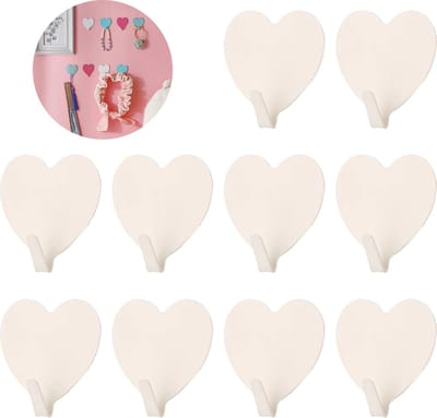 Consumerce® Zelfklevende Hartvormige Ophanghaakjes – 10 Stuks – Wit – Haakjes Zelfklevend – Ophang Handdoekhaak – Handdoekhaakjes – Handdoek Hangers – Ophanghaken – Plakhaakjes – Plak Haak - Haken