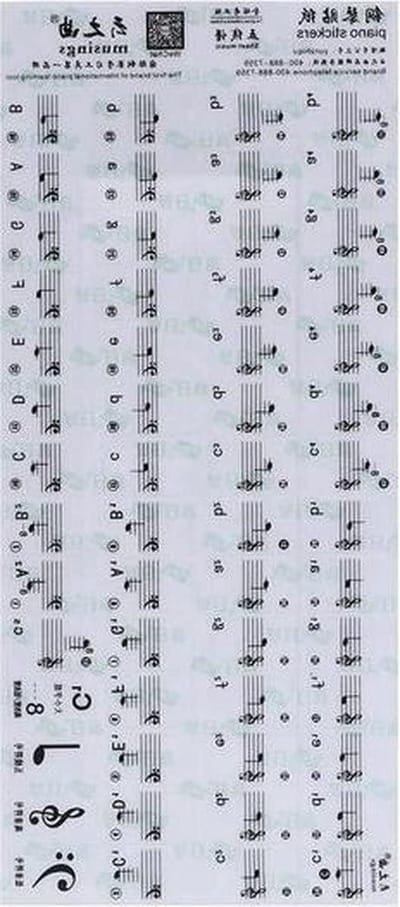 Muzieknoten Stickers - Piano Keyboard Stickers - Muziek Leren - Eenvoudig Aanbrengen - 49-88 Toetsen - Wit