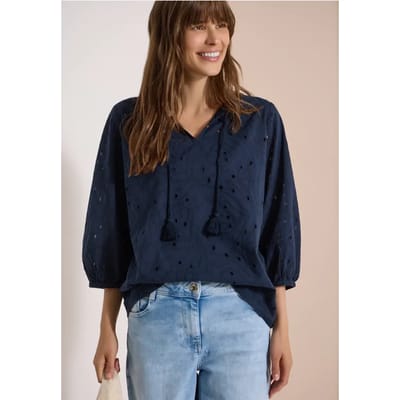 3/4 mouw blouse met shiffley patroon