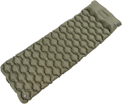 Opblaasbare Isomat - Luchtbed Kamperen - Comfortabel Slapen - Geïntegreerd Hoofdeinde - 190 x 68 cm - Olijfgroen