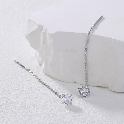 Boucles d'oreilles femme Diamant Brillant Boucles d'oreilles longues tempérament haut de gamme pour femmes argenté
