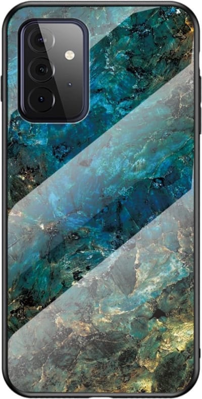 Coverup Hoesje - Geschikt voor Samsung Galaxy A72 Hoesje - Coverup Marble Glass Back Cover - Emerald / Goud