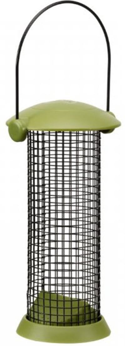 Meuwissen Agro Notensilo - Smart Twist Top - groen/zwart - metaal - 11 x 20 cm - vogel voedersilo voor noten