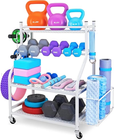 Halter Yoga Mat Opberger - Fitness Rack Opslag - Home Gym Organiseren - Alles-in-één Opslag - 80x40x87cm - Zwart