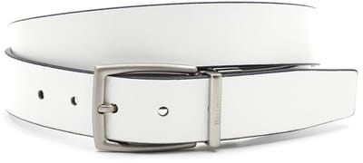 Draaibare (reversibel) heren riem wit/zwart - 3.5 cm breed - Leer - Draaibare riem - Casual - Maat 90