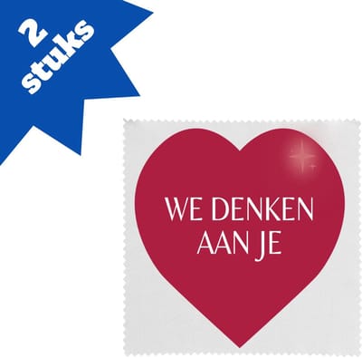 Akyol - we denken aan je hartje brillendoekjes - Quotes - iemand die door een moeilijke tijd gaat - moeilijke tijd - ziek - koorts - snel beter worden - cadeau - beterschap cadeau - kado - gift - geschenk - 17,8 bij 17,8 cm - 2 stuks