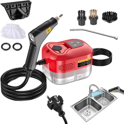 Stoomreiniger - Handreiniger Krachtige Reiniger - Hygiënisch Schoonmaken - 6 standen verstelbaar - 2500W - Rood