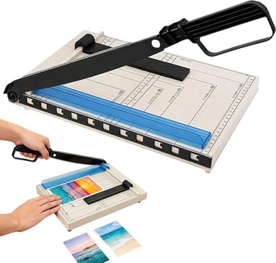 Handmatige hefboomsnijder voor A4 papier, met 5 mappen, ideaal voor foto's, kaarten en karton, perfect voor kantoor en schoolgebruik