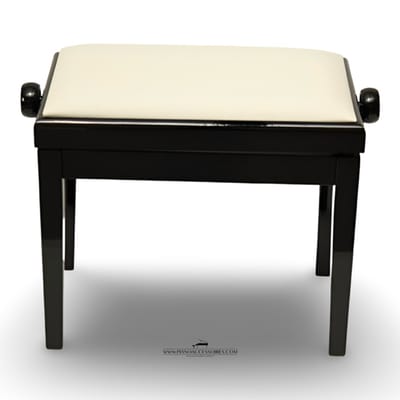 Pianobank GPPD Model 3 Zwart HG, witte skai-zitting