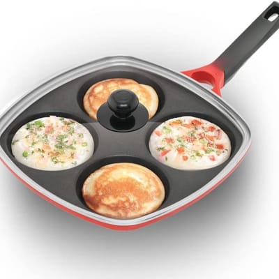 Famanu - Snack en pannenkoekenpan 30 cm met glazen deksel voor mini snacks