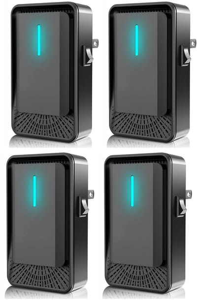 Plug-in luchtreiniger - Negatieve ionentechnologie - Stille werking voor thuisgebruik - Negatieve ionenluchtreiniger voor slaapkamer, kantoor, dierenkamer, badkamer4 stukken in zwart