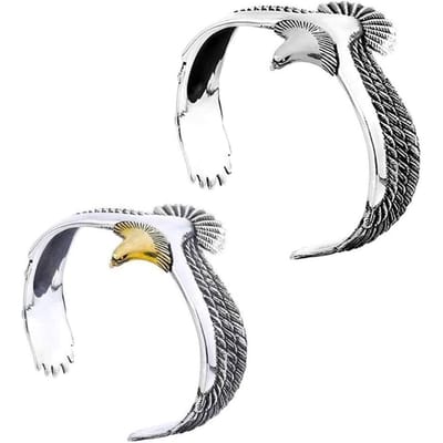 Bracelet Aigle Vintage Punk Rock Manchette Bracelet Ouvert pour Hommes Femmes Argent Z4113 Vintage silver Z4113 gray