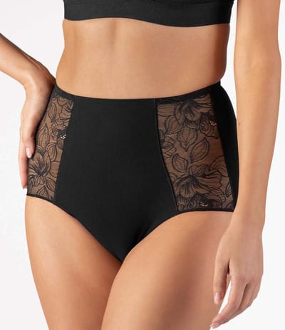 Katoenen corrigerend ondergoed - Tailleslip - Buik corrigerende kanten shapewear - 38 - Zwart