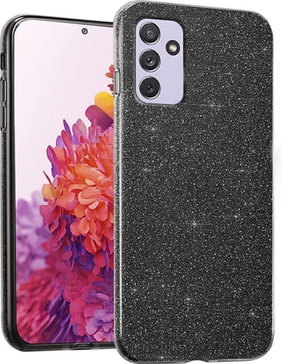 Casemania Hoesje Geschikt voor Samsung Galaxy A55 - Zwart - Glitter Back Cover
