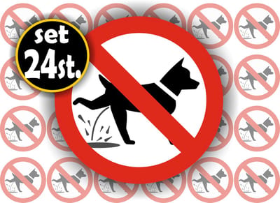 Jerma - Honden verboden te plassen sticker - set 24 st. - Ø 4.5 cm - zelfklevend - Vinyl - krasvast