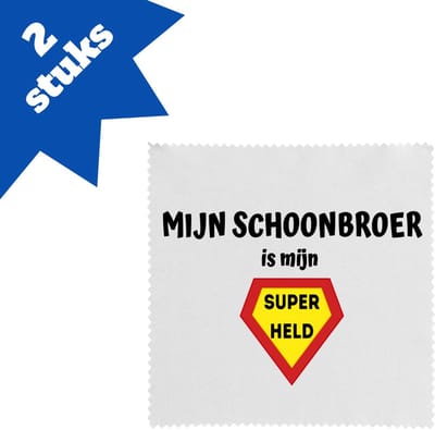Akyol - mijn schoonbroer is mijn superheld brillendoekjes - Broer - super schoonbroer - verjaardag - cadeautje voor broer - broer artikelen - kado - geschenk - 17,8 bij 17,8 cm - 2 stuks