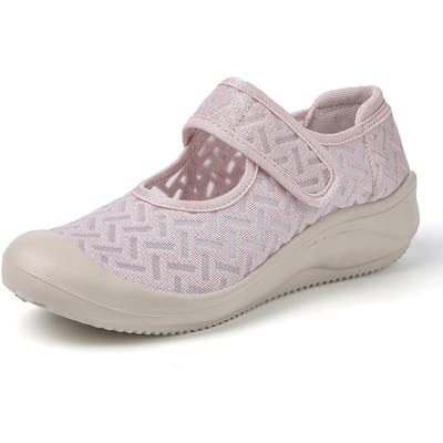 Lente/zomer nieuwe ademende mesh oversized damesschoenen klittenband lichte zachte zool casual sneakers mama schoenen 38 white