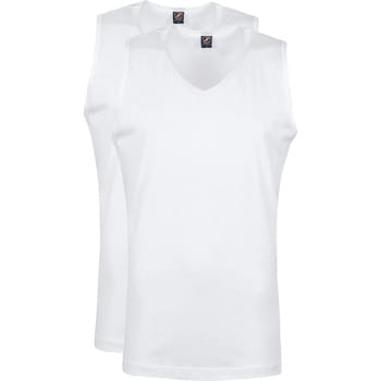 Suitable Viless T-Shirt Mouwloos Wit 2-Pack - Maat XXL - Heren - Basic T-shirt - Ondershirt - Singlet - Tanktop hemdje