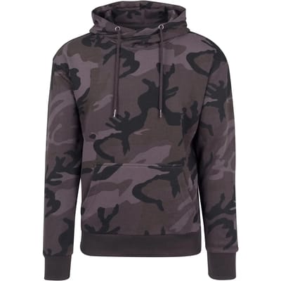 Urban Classics - High Neck Camo Hoodie/trui - S - Zwart/Zwart