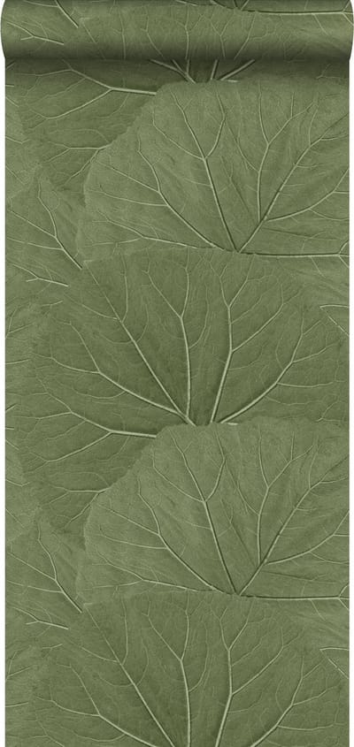Walls4You behang tropische bladeren vergrijsd olijfgroen - 935305 - 0,53 x 10,05 m
