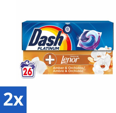 2 x Dash – Wasmiddelcapsules – 4in1 Pods Amber & Orchidee – 26 capsules - Wasmiddel - Waspod - Frisse Geur - Reiniging - Vlekverwijdering