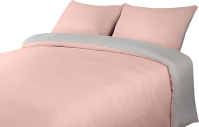 Famanu Dekbedovertrek Set - Zachte Microvezel Dekbedovertrek 200x200cm met Kussenslopen 50x75cm - Beddengoed Dekbedovertrek Set - Roze En Grijs