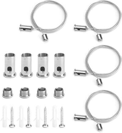 Set van 4 Kabel Hangers Installatiekit 1.5 mm x 2 m Verstelbare Kabel Ophangsystemen voor LED Paneel en Plafondverlichting