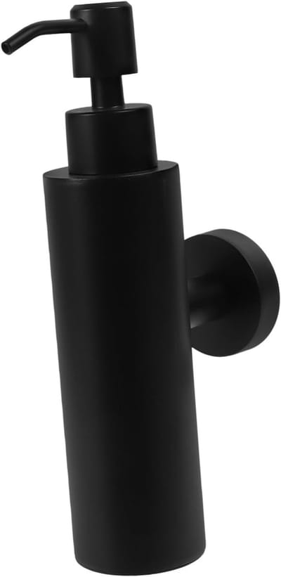 Ynkkvre - Zeepdispenser - Zeeppompje - Zeepdispenser Wandmontage - Voor Vloeibare Zeep en Shampoo - 304 RVS Corrosiebestendig - Ruimtebesparend Ontwerp - Zwart