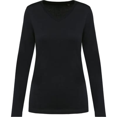 Kariban Premium Supima® dames-T-shirt V-hals lange mouwen PK307 - Black - S